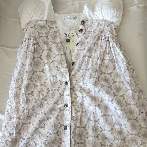 Womens Sundress 4 XS Beige Cotton - Picture 8 of 8